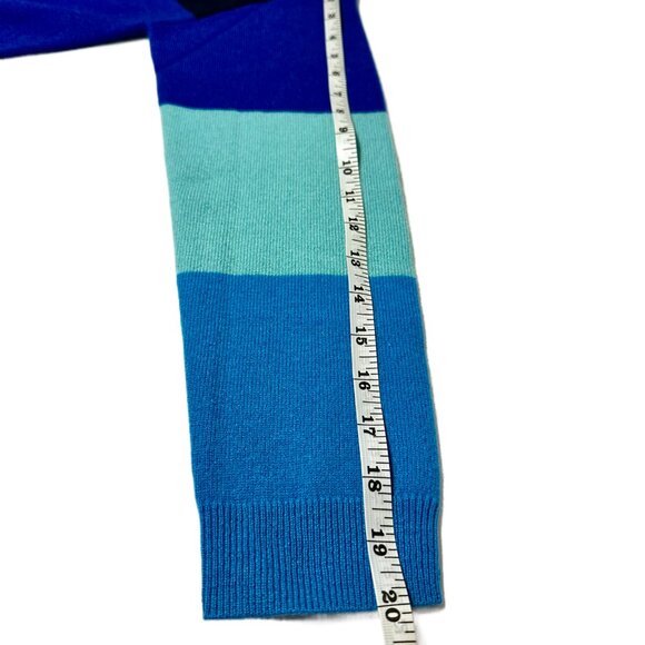 NEW | Talbots 100% Cashmere V-Neck Pullover Sweater Blue Tonal Stripes M Petite - Picture 3 of 11